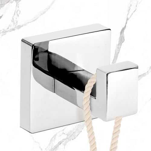 IBosins 4-Pack Towel Hooks Hand Towel Holder Bathroom Robe Hanger Coat Hook | Polished Chrome Square Bath Towel Hook Wall Mount Heavy Duty Stainless Steel Hat Hook for Living Room Bedroom Kitchen Closet - color: Polished Chrome