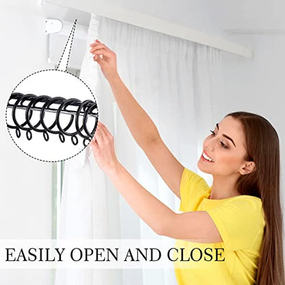 Maitys 100 Pcs Metal Curtain Rings with Eyelet 1.5-inch Inner Diameter Eyelet Curtain Rings for Drapery Clips Hooks for Sliding Window Bathroom Door Shower Rod (Black) - color: Black