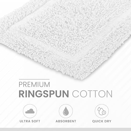 Martex Ringspun Bath Rug, 20" x 30", White | 100% Cotton, Super Soft, Super Absorbent, Non-Slip, Quick Drying - color: White