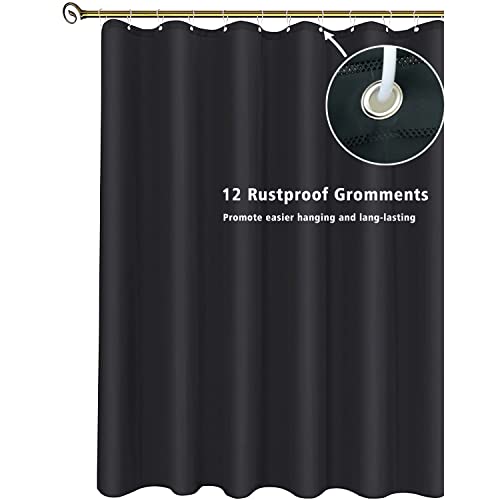 Shower Curtain Liner 72 x 72, Plastic Waterproof 4G Lightweight Shower Liner for Bathroom, with Grommets Holes and 3 Heavy Duty Magnetic Weights - color: Black