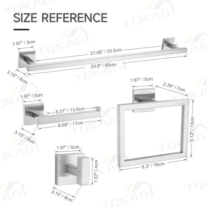 TQKAG 5-Piece Bathroom Hardware Set, Brushed Nickel Classic Wall Mounted | SUS304 Stainless Steel, Towel Bar Set, Towel Rack for Bathroom, Toilet Paper Holder, Bathroom Hand Towel Holder - color: Brushed Nickel, size: 5-Pieces Set