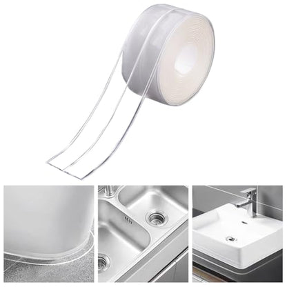 Clear Caulk Tape for Kitchen & Bathroom, Countertop Sink Tub Shower Caulk Strip Self Adhesive Caulking Sealant Waterproof, Toilet Bowl Stick on Gel, Bathroom Accessories - style: Clear-1.5IN-10.5FT