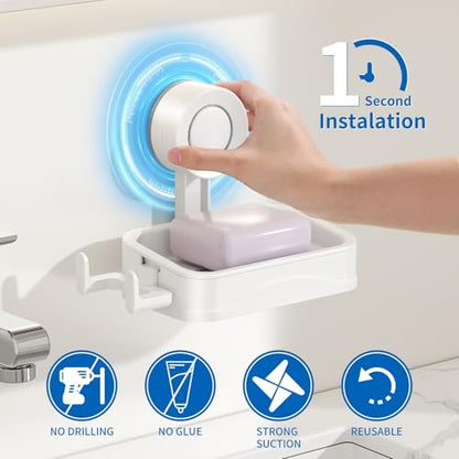 Suction Cup Soap Holder for Shower Wall, No Drilling Bar Soap Dish (Small) | Durable, Easy Installation, Space-Saving Design for Bathroom, Kitchen Sink, RV - size: Small