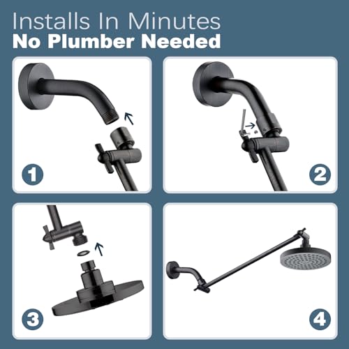 BRIGHT SHOWERS 15 Inch Extra Long Shower Head Extension Arm, Solid Brass Shower Arm Extender with Locking Screw for Rain and Handheld Showerhead, Height & Angle Adjustable, Oil-Rubbed Bronze - color: Oil Rubbed Bronze, style: 15 Inch