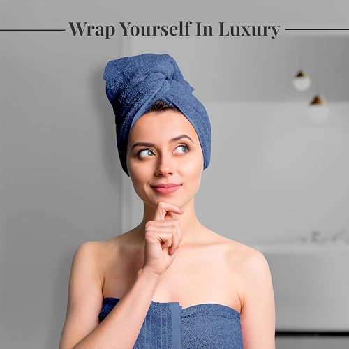 4 Piece Extra Large Bath Towels 30 x 60 Inches, Blue | 100% Cotton, Larger & Lighter Weight, Quicker to Dry, Super Soft and Absorbent, Perfect for Bathroom - color: Blue