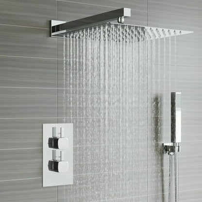 Voolan All Metal Shower Head with Extension Arm, Stainless Steel Waterfall Rainfall Showerheads, High Flow Bathroom Square Rain Shower Head (10’’ Shower Head with 16’’ Shower Arm, Brushed Nickel) - color: Brushed Nickel, size: 10’’ Shower Head with 16’’ S