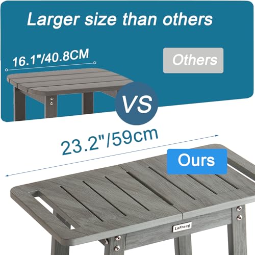 Large Shower Bench, Heavy Duty HDPS Shower Stool for Inside Shower, 2 Tier Shower Chair Seat with Shelf for Bath, Waterproof Shower Foot Rest for Shaving Legs with Adjustable Feet, Gray - color: Oil-printed Gray