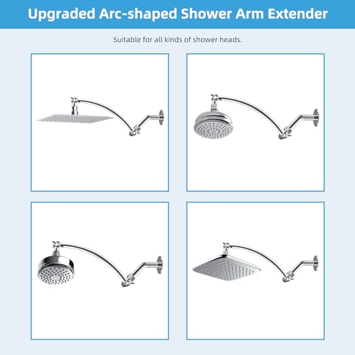 Hibbent All Metal 10'' Shower Head Extension Arm, Chrome | Solid Brass Adjustable Shower Arm with Lock Joint, Flexible Height & Angle, Universal Connection Shower Head Extender - color: Chrome, size: 10 Inch