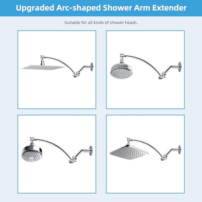 Hibbent All Metal 10'' Shower Head Extension Arm, Chrome | Solid Brass Adjustable Shower Arm with Lock Joint, Flexible Height & Angle, Universal Connection Shower Head Extender - color: Chrome, size: 10 Inch