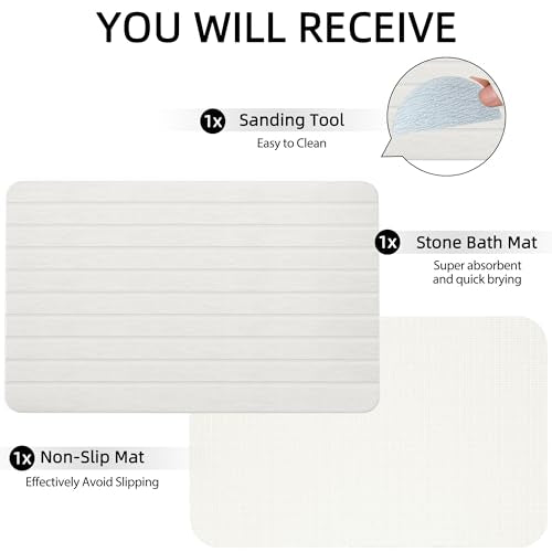 YEECOPON Diatomite Bath Mat, Quick-Dry Water Absorbing Stone Bathroom Mat