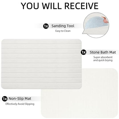YEECOPON Diatomite Bath Mat, Quick-Dry Water Absorbing Stone Bathroom Mat