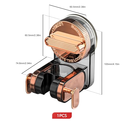 Shower Head Holder Suction, Handheld Shower Handle Bracket, Adjustable Bathroom Wall Mount Wand Holder - color: Rose gold