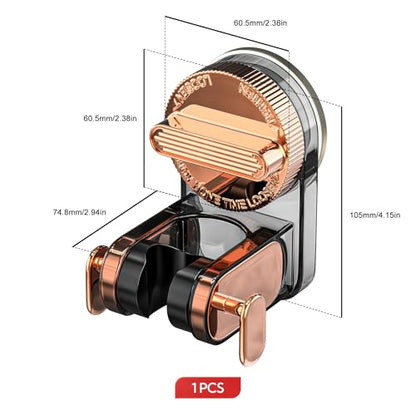 Shower Head Holder Suction, Handheld Shower Handle Bracket, Adjustable Bathroom Wall Mount Wand Holder - color: Rose gold