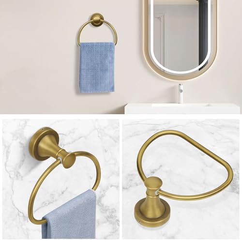 Brass Bathroom Hand Towel Holder, Antique Brass Towel Ring Holder, Wall Mounted Towel Rack Hanger Home Half Round Bathroom Hardware Accessory Modern - color: Brass