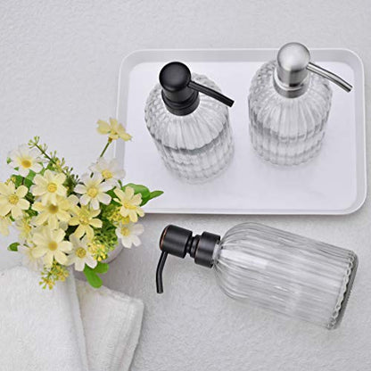 Matte Black Dish Kitchen Soap Dispenser, Bathroom Liquid Soap Dispenser with Rustproof Stainless Steel Pump, 16 Oz Glass Bottle,2 Packs - color: Matte Black +Clear, size: 2-Pack
