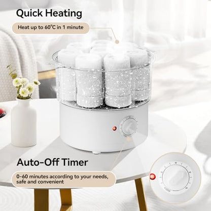 Mini Hot Towel Warmer - 1 min Steam & 60℃ in 20mins, Towel Steamer for Facials/Barber/Massage, Portable 2.4lbs Small Heater for Home Spa/Bathroom/Light Salon Use (White-X-Small) - color: White