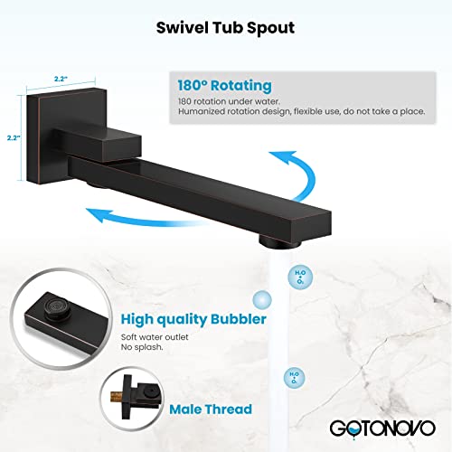 gotonovo Tub Shower Faucet Set with Valve Kit 10’’ Head,Oil Rubbed Bronze | Shower System with Tub Spout,SUS304 Rain Head with Handheld Sprayer,Swivel Spout,All Metal,Rough-In Valve Trim Kit,Wall Mount - color: Bronze, size: 10’’ Head