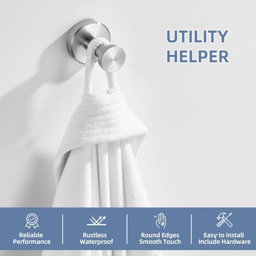 Angle Simple Bath Towel Hook Brushed Nickel, SUS304 Stainless Steel Bathroom Cabinet Closet Clothes Towel Holder, Bathrobe Hanger Wall Mounted - color: Brushed Nickel, size: 1 Pack