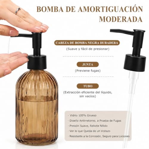 4Pcs Glass Bathroom Accessories Set, Amber Bathroom Set Glass Bathroom Decor Set with Complete Lotion Soap Dispenser, Toothbrush Holder, Mouthwash Cup, Soap Dish for Home Apartment