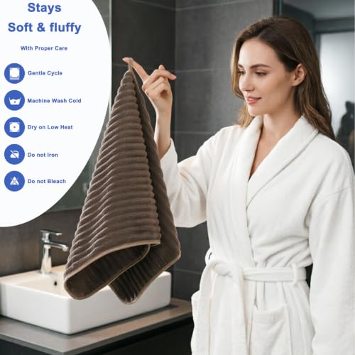 3-Piece Hand Bath Towels 14 X 29.6 Inchs, Quick-Dry Microfiber Washcloths with Hanging Loop, Soft & Absorbent Face Towels for Bathroom Kitchen Gym Travel - color: 3coffee
