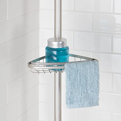 mDesign 0391MDBA Bathroom Shower Storage Constant Tension Corner Pole Caddy