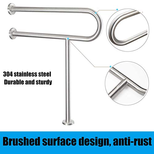 FlySkip Toilet Grab Bar,24 Inch Stainless Steel Handicap Rail for Bathroom Shower Safety,Non-Slip Hand Grips for Disabled, Elderly, Handicapped, and Pregnant Women,Floor to Wall-Mounted Support Bar | Floor to Wall-Mounted Support, 330LBS Load Capacity, St