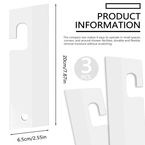 3 Pieces Mini Soft Silicone Window Squeegee, Hand Water Scraper with Hanging Hole, Small Mirror Cleaning Squeegee for Shower Glass Car Bathroom Dink Countertop (White) - color: White