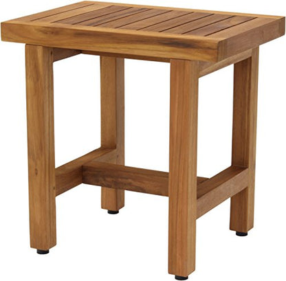 (Fully Assembled) AquaTeak Patented 18" Spa Lotus Teak Shower Bench | Durable, Water-Resistant Teak, Shower Chair & Shaving Foot Rest, Indoor/Outdoor Use - size: C. Bench Fully Assembled