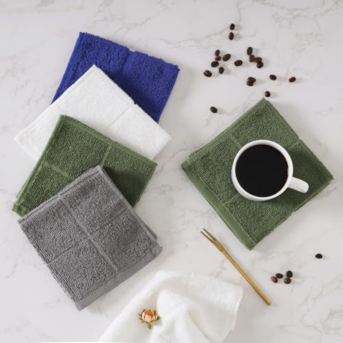 Glynniss Dishcloths Kitchen Highly Absorbent Dish Rags 100% Cotton Dish Cloths for Washing Dishes, Cleaning (11 x 11 Inches, 24 pcs, White) - color: White