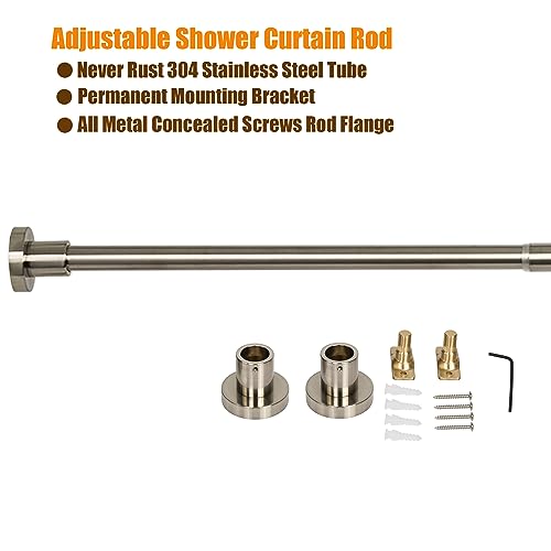 Heavy Duty Shower Rod, Adjustable Shower Curtain Rod, Expandable 47-84 Inch, Permanent Mount Shower Rod, Never Rust Stainless Steel For Window Curtain and Closet, Brushed Nickel - color: BRUSHED NICKEL