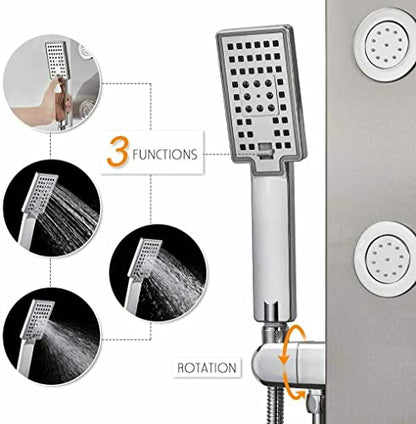 Stainless Steel Shower Panel Tower System Rain Massage Body Jets Hand Shower