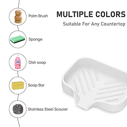 Silicone Soap Holder, 4 Pcs Thickened High-Purity Silicone Self Draining Trays for Bathroom Showers (White) - color: White