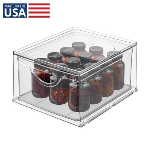 iDesign Stackable Storage Drawer, Clear | Stackable OrganFor Fridge, Pantry, or Under Sinks, Made in USAizer, For Bathroom Counter, Vanity, Under-Sink - style: Pack of 1