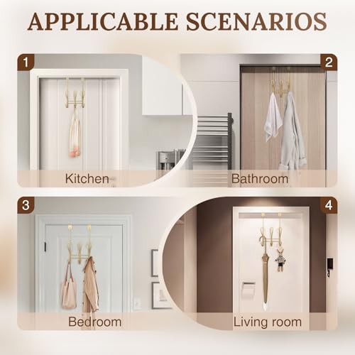 Twisted Design Over The Door Hook Rack, Over The Door Towel Rack, Door Hanger, Door Coat Hanger, Over The Door Coat Rack, for Bathroom, Bedroom or Laundry Room (Gold with 6 Hooks) - style: Gold with 6 Hooks