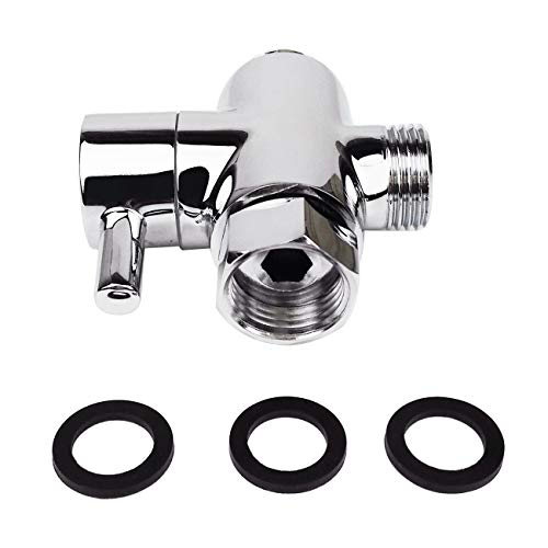 Brass Shower Arm Diverter Valve for Hand Held Showerhead and Fixed Spray Head,G 1/2 3-Way Bathroom Universal Shower System Replacement Part(Polished Chrome) - color: Chrome