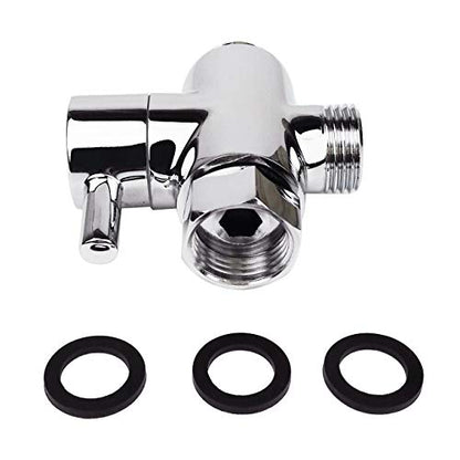 Brass Shower Arm Diverter Valve for Hand Held Showerhead and Fixed Spray Head,G 1/2 3-Way Bathroom Universal Shower System Replacement Part(Polished Chrome) - color: Chrome