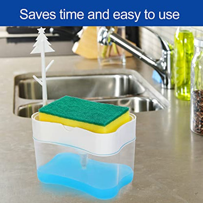 New 2026 Version Premium Quality Dish Soap Dispenser - Countertop Kitchen Soap Dispenser, Sink Dish Washing Soap Dispenser 13 Ounces (Sponge Included) - color: White