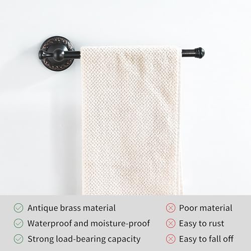 Oil Rubble Bronze Brass Bath Towel Holder Towel Rack, Wall Mounted Black Bathroom Hardware Accessories, Pattern Carving Design - color: Towel Holder