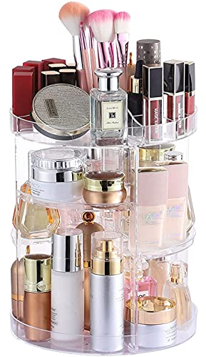 Cq acrylic Rotating Makeup Organizer,Adjustable Spinning Skincare Organizer for Vanity,Countertop,Clear Rotating Perfume Organizers,Bathroom Lazy Susan Organizer and Spin Skin Care Storage Rack,1 Pack - size: 4 Tier No Pattern
