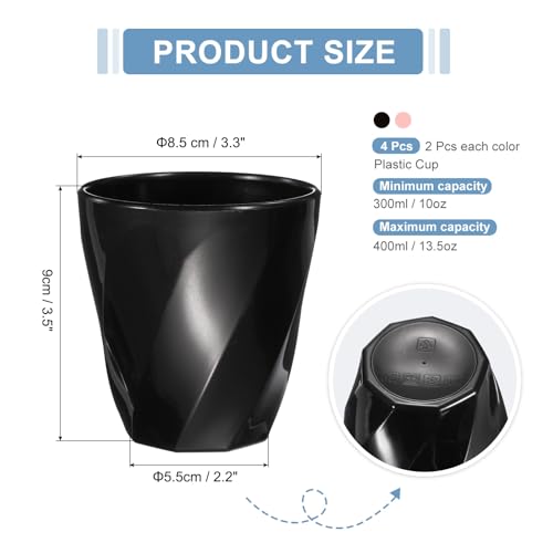 uxcell 4 Pcs Simple Toothbrush Cup, 13.5 OZ Reusable Bathroom Tumbler, 2.2 x 3.5 Unbreakable Plastic Cups for Storing Toothpaste Makeup Brush Holder Water Beverages Combs, Pink/Black - color: Nordic Pink/Black