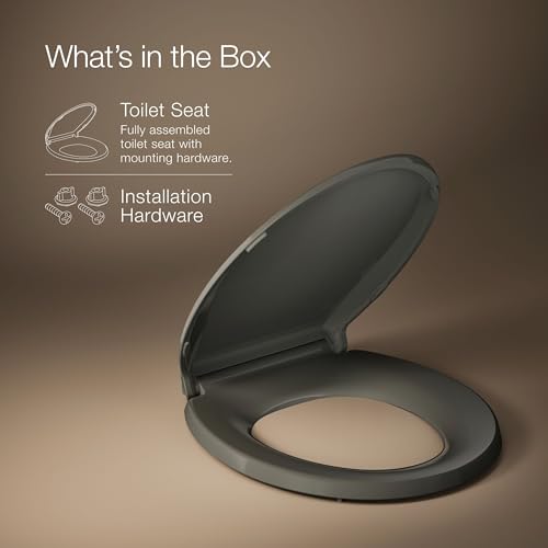 KOHLER 4639-RL-NY Cachet ReadyLatch Round Toilet Seat Soft Close, Thunder Grey - color: Thunder Gray, size: Round