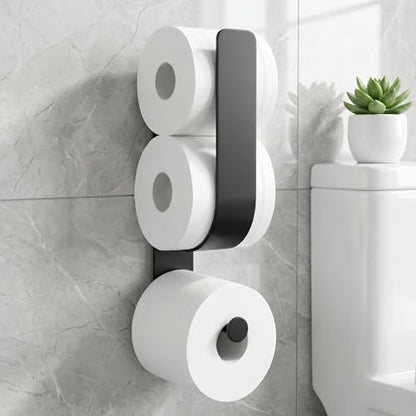 Stick On Bathroom Toilet Paper Holder Holds 2 Spare Rolls | double roll、spare roll storage、extra toilet roll holder、reserve storage