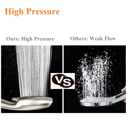 High Pressure Shower Head with Handheld - 5 Spray Settings High Flow Detachable Rain Shower Heads with 60” Extra-long Stainless Steel Hose and Adjustable Bracket with Brass Joint – Brushed Nickel - color: Brushed Nickel, style: 5 Modes
