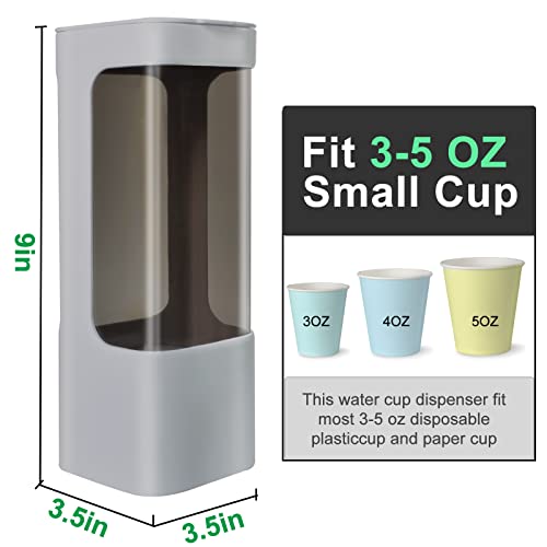 Cup Dispenser, Water Cooler Cup Dispenser for 3oz-5oz Disposable Cups-Grey | Bathroom Cup Holder, Plastic Paper Cup Dispenser with Adhesive/Screw Mount for Office, Hospital, Bathroom - color: Grey