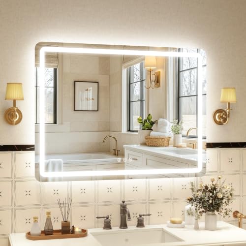 40"x30" LED Bathroom Mirror Anti-Fog Dimmable Wall Mount Vanity Touch | 3 Color Dimmable Led, Anti-Fog Heating, Touch Control, Tempered Glass, Waterproof Wall Mount For Vanity Makeup Shaving - size: 40"L x 30"W