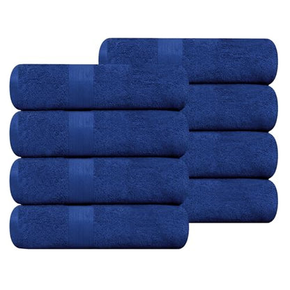 100% Cotton Hand Towels 18x28 Inches, 600 GSM, Soft & Absorbent, Set of 8, Navy - color: Navy, size: Hand Towel Set of 8