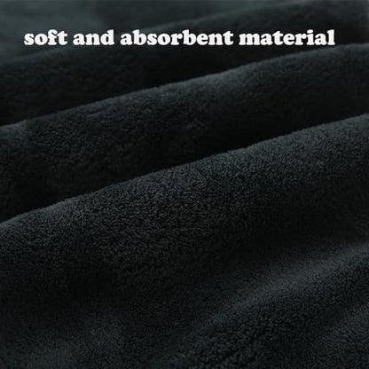 M-bestl 2 Pack Microfiber Hair Towel Wrap,Hair Drying Towel with Button,Absorbent and Anti-frizz Head Towel to Dry Curly or Straight Hair Quickly (Black) - color: Black