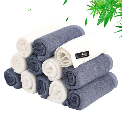 Baby Washcloths 12 Pack,Super Soft Face Towels,10''x10'',White+Slate Blue | 100% Viscose,Gently Wash Face and Body,Skin Friendly,Easy Rinsed,Hanging Loop,Quick Dry,Newborn Kid Toddler Bath Shower Gift - color: White & Slate Blue, size: 10x10 inch-12 Pack