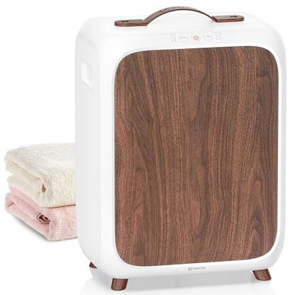 Keenray Towel Warmer Bucket, Luxury Rectangle Towel Warmer for Bathroom with Timer & Delay, Customized Fragrance, Child Lock, Fits 2 Large Towels, Blankets, Bathrobes, Ideal Gift for Him & Her(Brown) - color: White/Brown Color