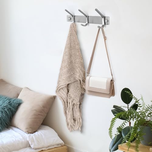 GlazieVault Coat Hooks for Wall - Stainless Steel Coat Hooks (2 Pack) - Heavy Duty Coat Hooks Wall Mounted - Wall Hanger Wall Hooks and Clothes Hooks for Hanging